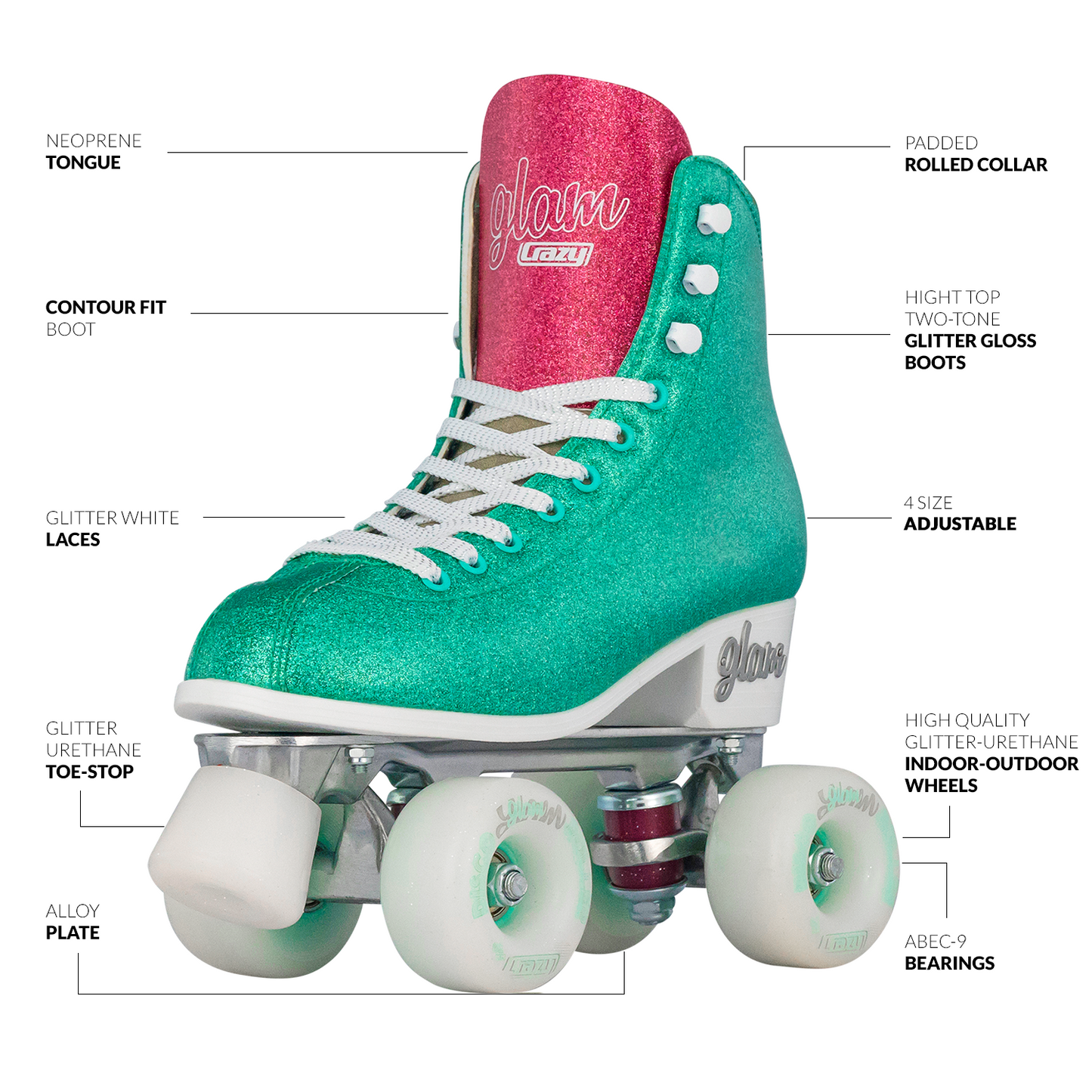 Glam Size Adjustable Roller Skates